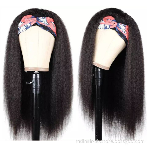 Unprocessed Brazilian Hair Cuticle Aligned Headband Wig Kinky Straight Virgin Human Natural Hair Wig